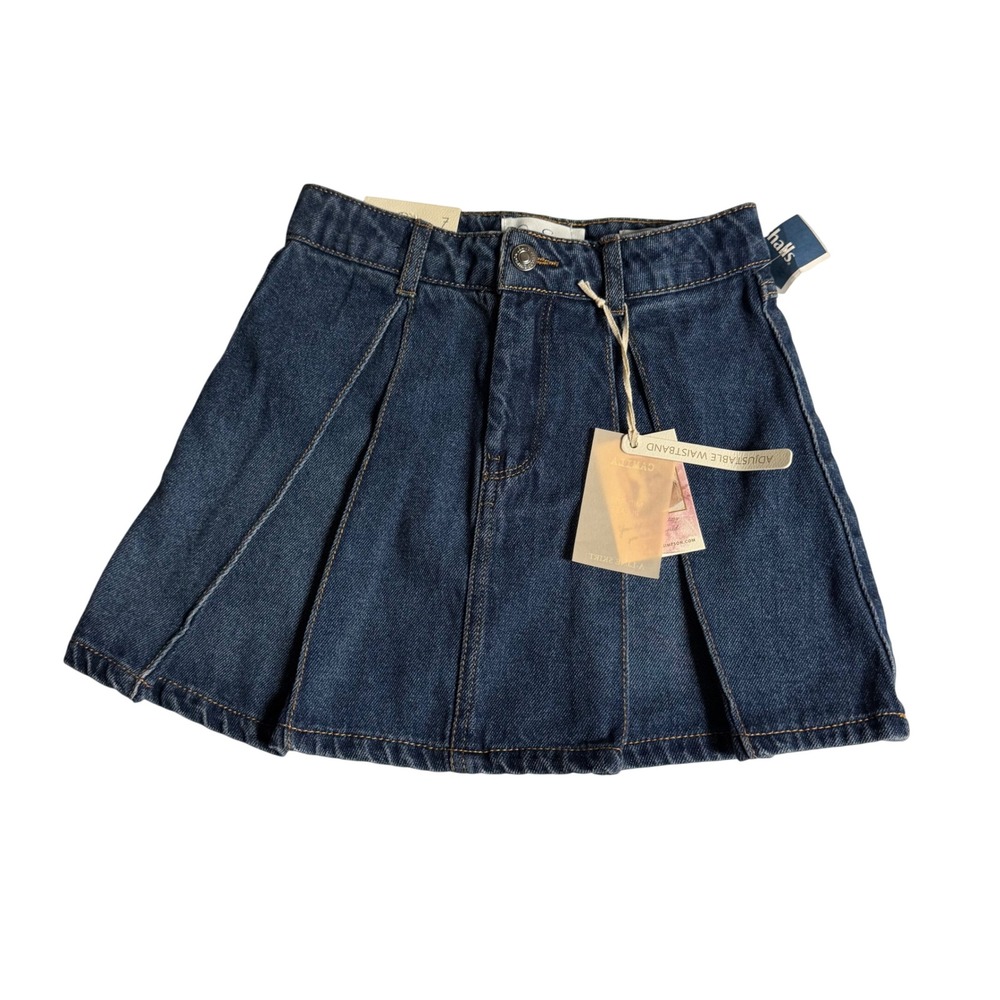 Jessica Simpson Girls Camila Pleated Denim Skirt Dark Wash Blue Size 7 VD289JSH7
